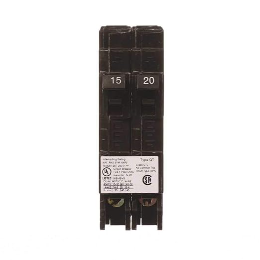 Siemens Q1520 15A/20A Tandem Circuit Breaker – Single-Pole