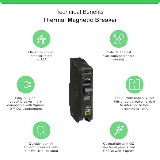 Square D QO115 15A 1-Pole Plug-On Circuit Breaker