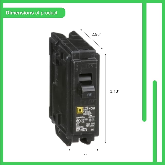 Square D HOM115CP 15A Single-Pole Circuit Breaker