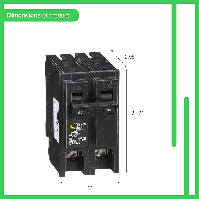 Square D HOM290 90A Double-Pole Circuit Breaker