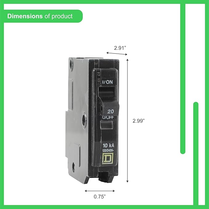 Square D QO120 20A 1-Pole Plug-On Circuit Breaker