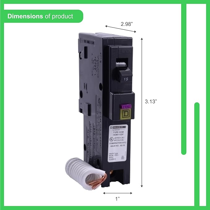 Square D HOM115DFC 15A Single-Pole Dual Function Circuit Breaker (AFCI/GFCI)