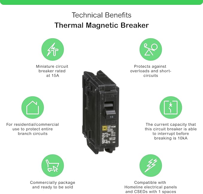 Square D HOM115CP 15A Single-Pole Circuit Breaker