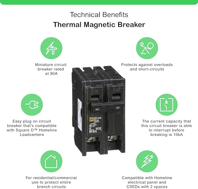 Square D HOM290 90A Double-Pole Circuit Breaker