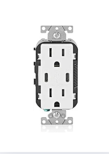 Leviton T5637-W 15A Tamper-Resistant Decora Outlet, White