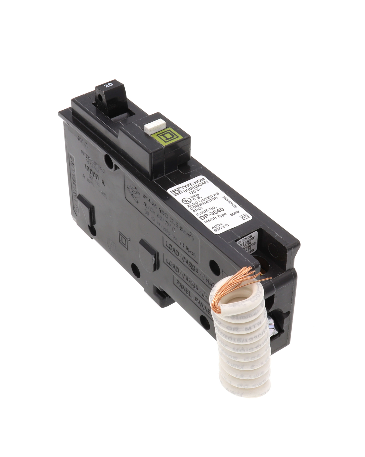 Square D HOM120CAFI / CAFIC 20A Single-Pole AFCI Circuit Breaker – Plug-On Neutral