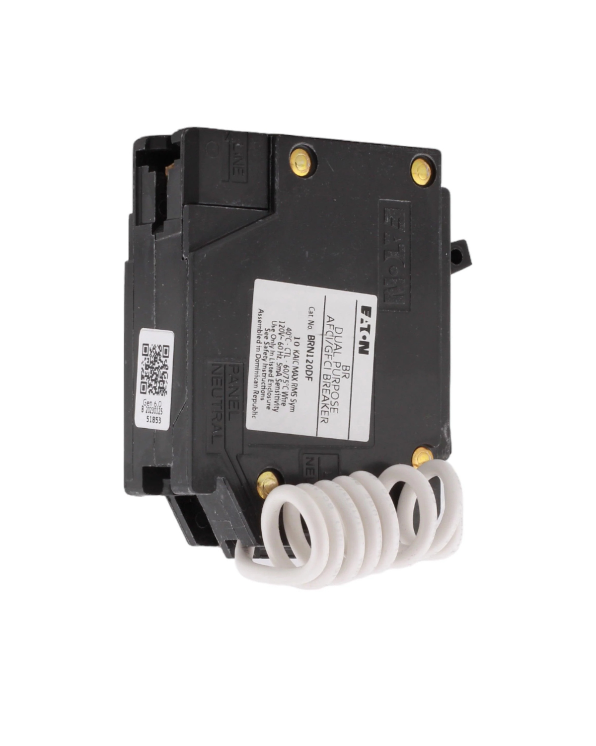 Eaton BRN120DF 20A Single-Pole Dual-Function AFCI/GFCI Circuit Breaker