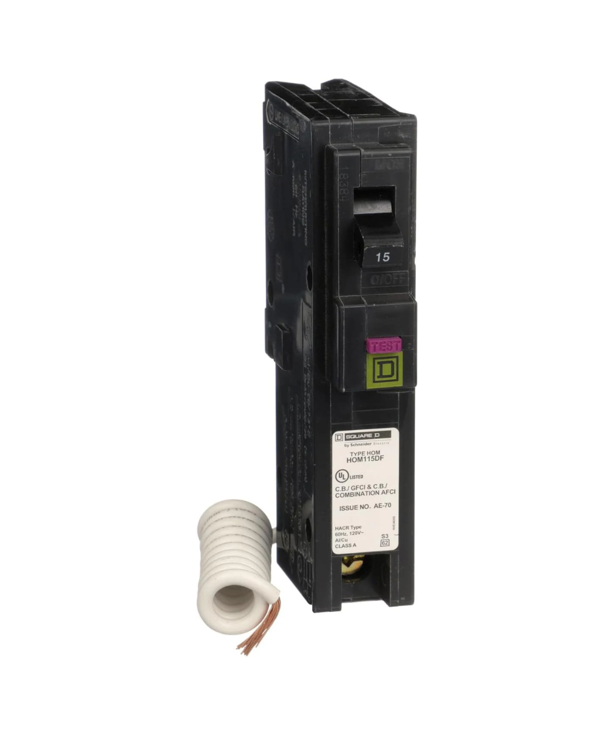 Square D HOM115DFC 15A Single-Pole Dual Function Circuit Breaker (AFCI/GFCI)