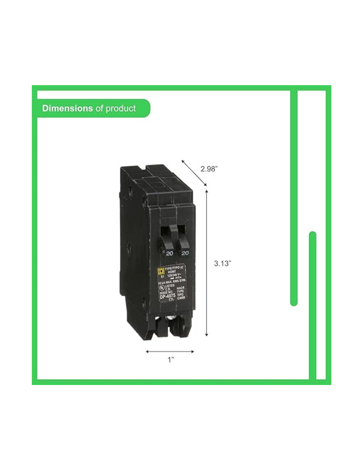 Square D HOMT2020 20A/20A Tandem Circuit Breaker – Double-Pole