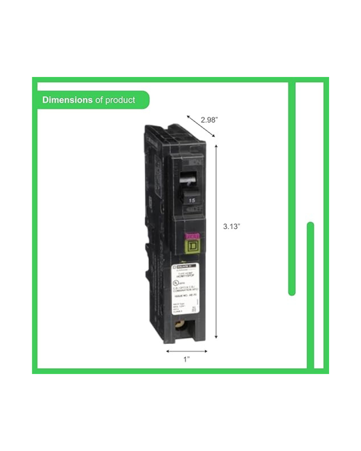 Square D HOM115PDFC 15A Plug-On Neutral Dual-Function Circuit Breaker