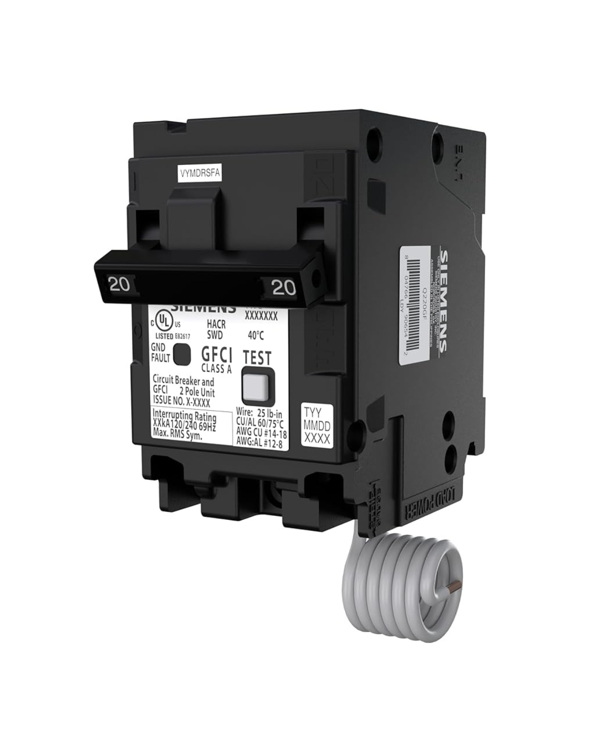 Siemens Q220GF 20A Double-Pole GFCI Circuit Breaker