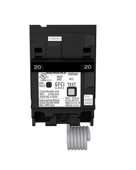 Siemens Q220GF 20A Double-Pole GFCI Circuit Breaker