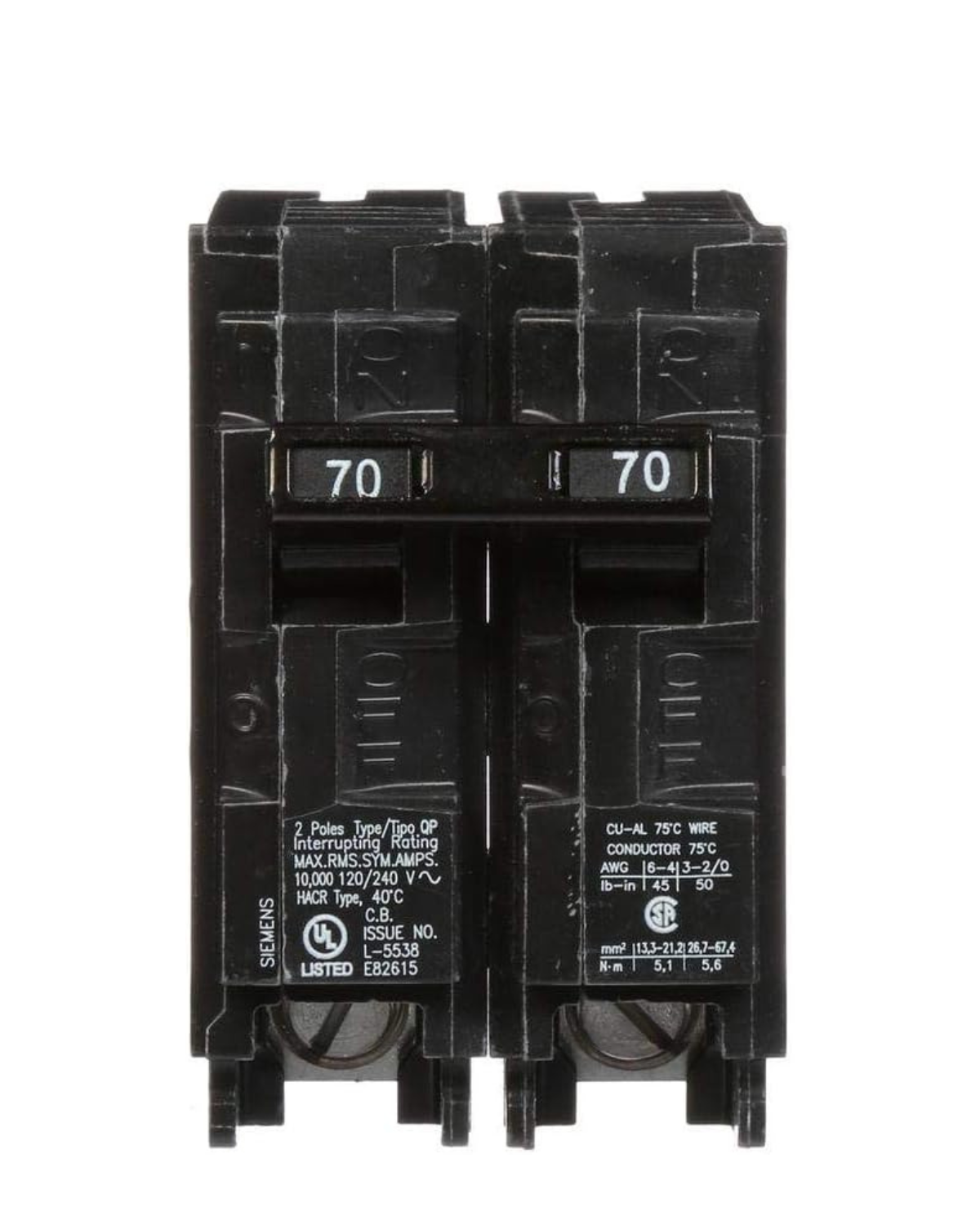 Siemens Q270 70A Double-Pole Circuit Breaker