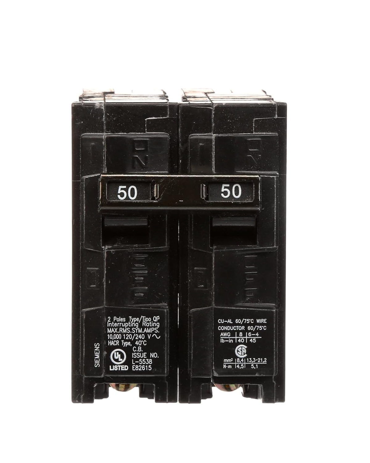 Siemens Q250 50A Double-Pole Circuit Breaker