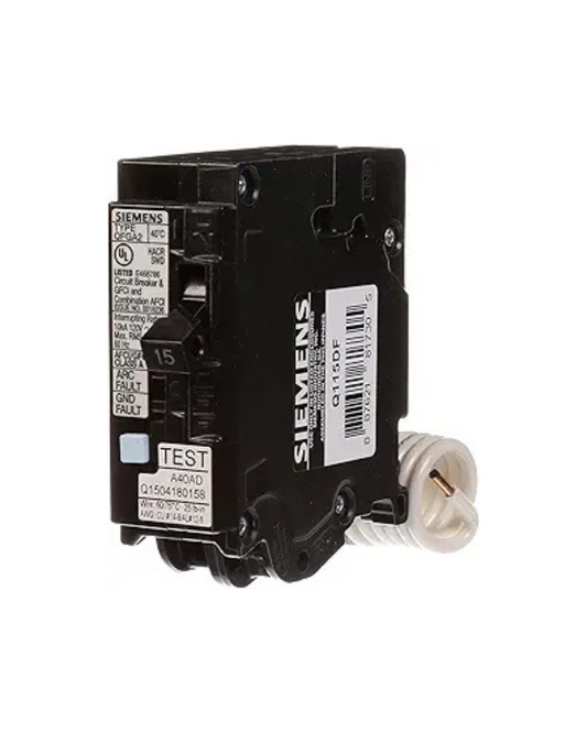 Siemens Q115DF 15A Single-Pole Dual Function Circuit Breaker (AFCI/GFCI)