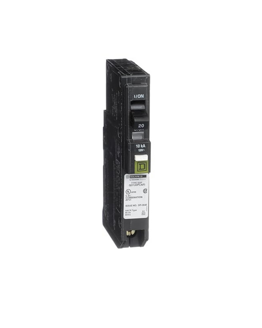 Square D QO120PCAFIC 20 Amp 1-Pole Dual Function Circuit Breaker – Arc Fault & Ground Fault Protection