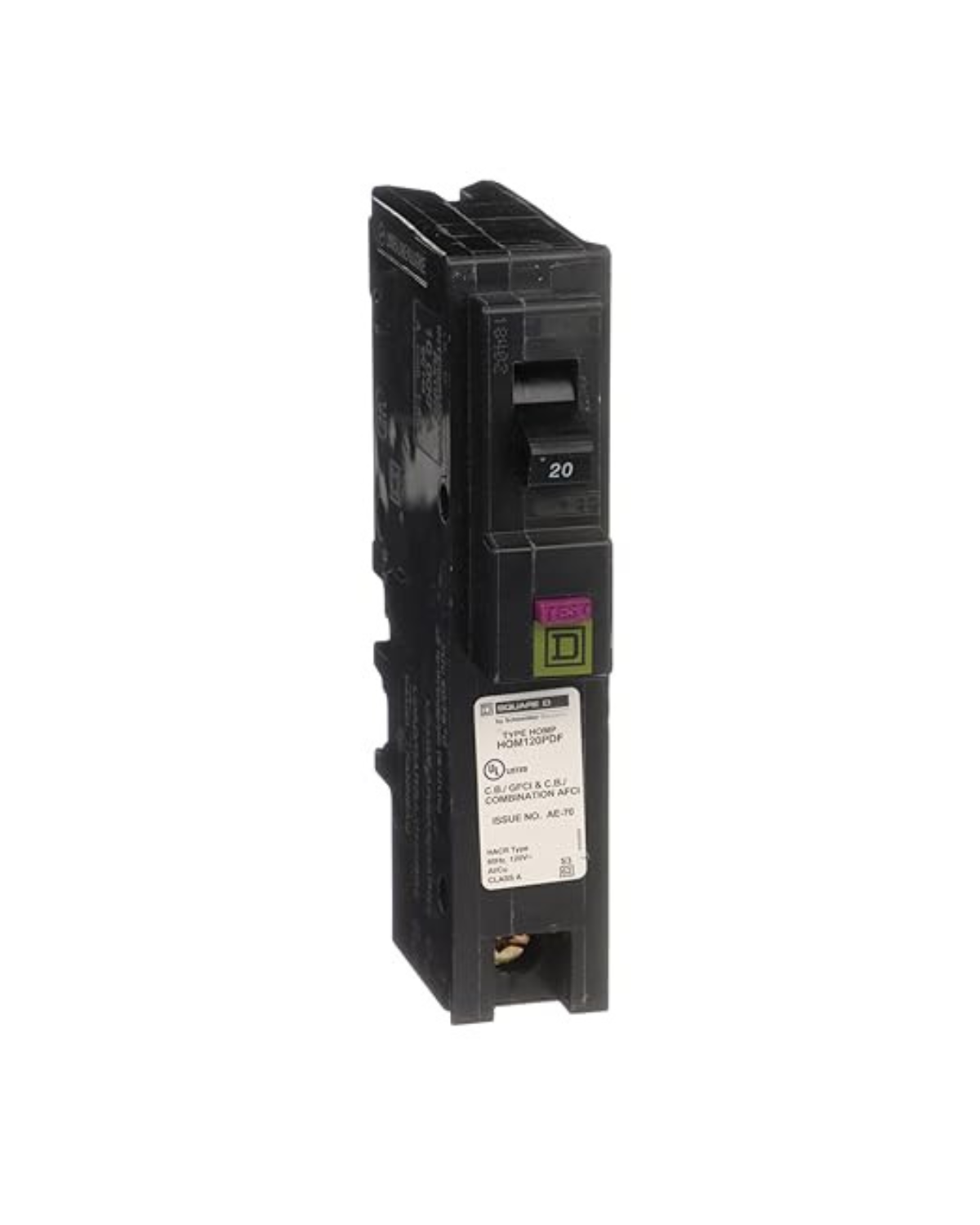 Square D HOM120PDFC 20A Single-Pole Dual Function AFCI GFCI Circuit Breaker – Plug-On Neutral