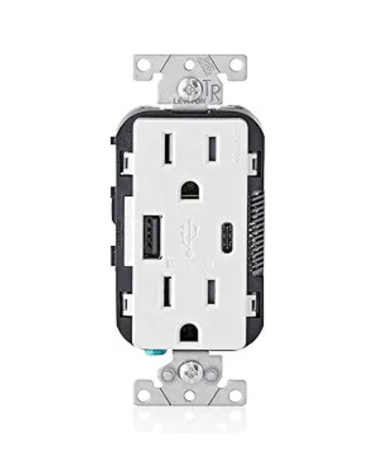 Leviton T5638 15A Tamper-Resistant Outlet with 30W USB-C Power Delivery