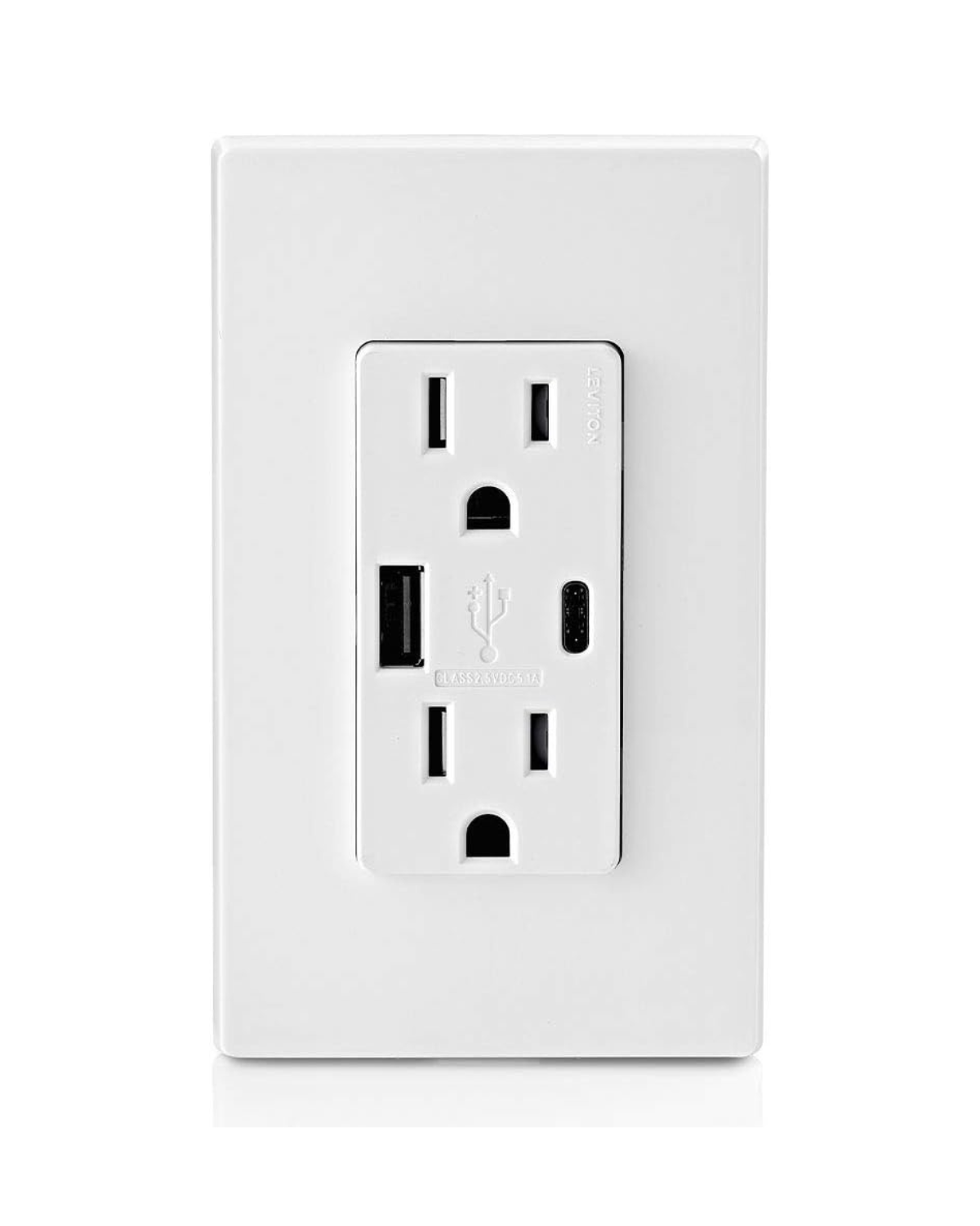 Leviton T5638 15A Tamper-Resistant Outlet with 30W USB-C Power Delivery