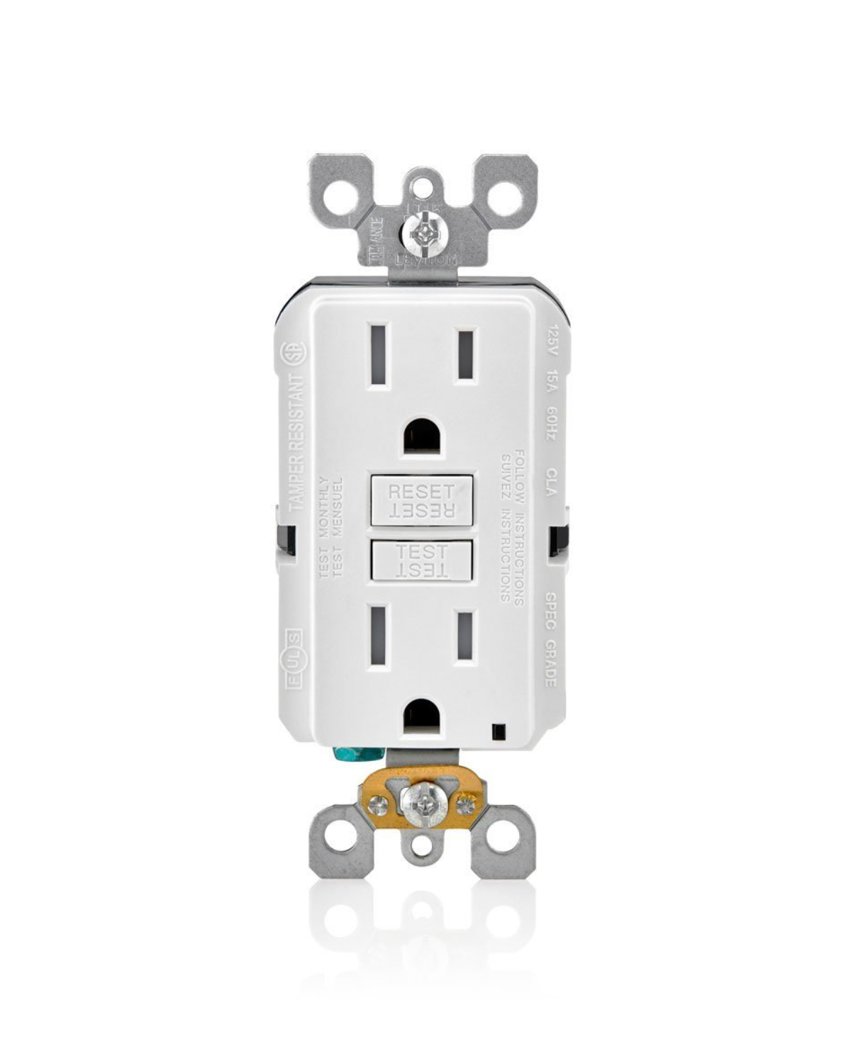 Leviton GFTR1-W 15A Tamper-Resistant GFCI Receptacle with LED Indicator – White (Pack Of 4)