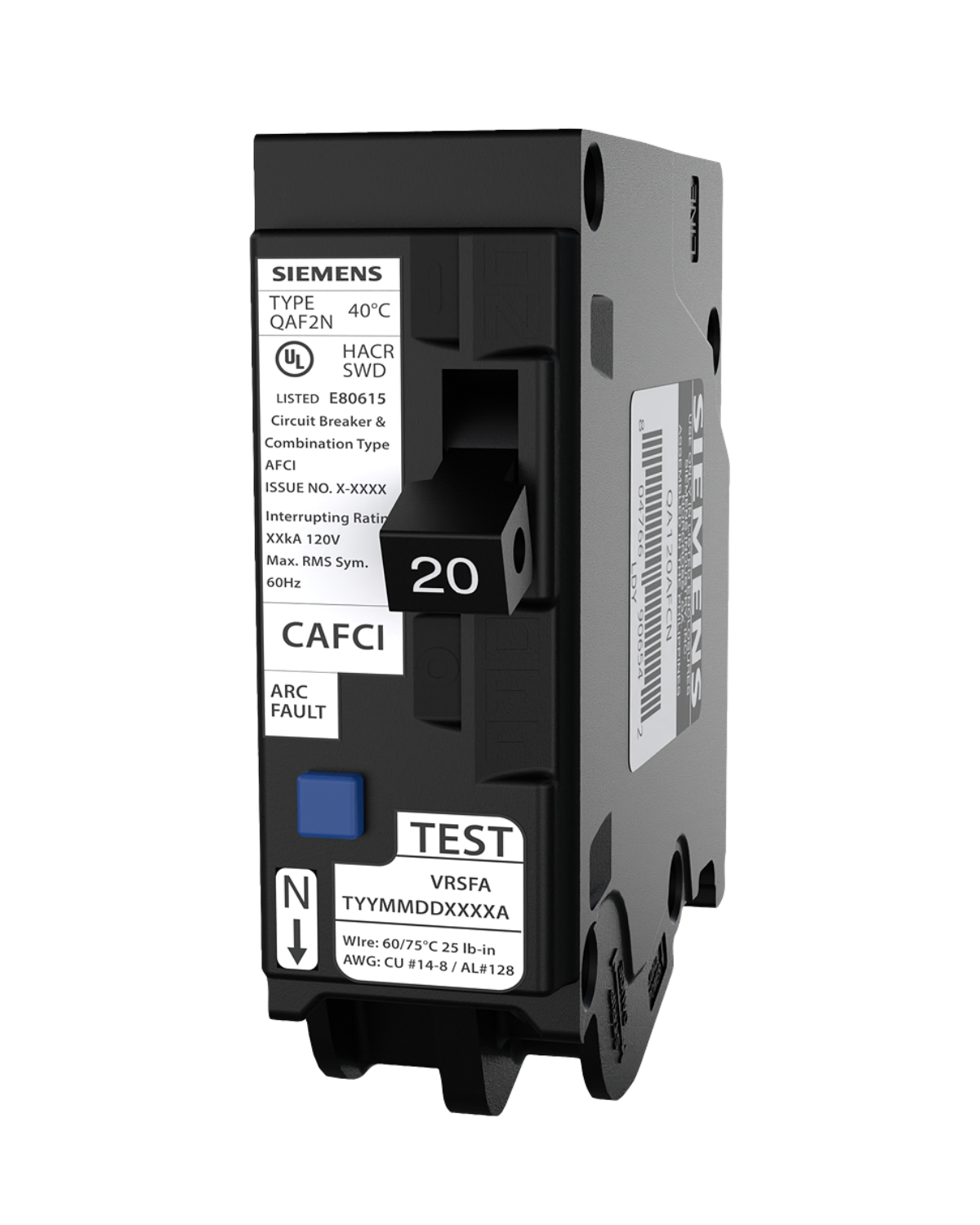 Siemens QA120AFCN 20A Single-Pole AFCI Circuit Breaker – Plug-On Neutral