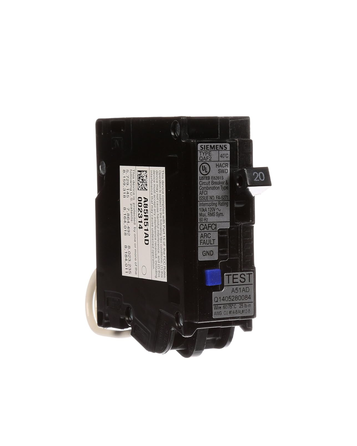 Siemens QA120AFC 20A Single-Pole AFCI Circuit Breaker