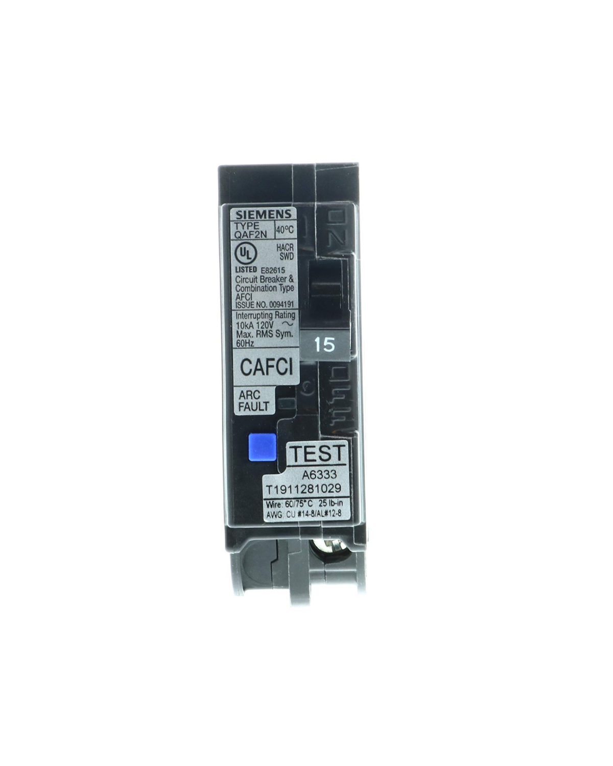 Siemens QA115AFCN 15A Single-Pole AFCI Circuit Breaker – Plug-On Neutral