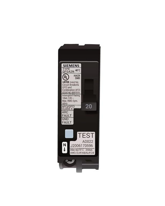 Siemens Q120DFN 20A Single-Pole Dual Function AFCI/GFCI Circuit Breaker – Plug-On Neutral